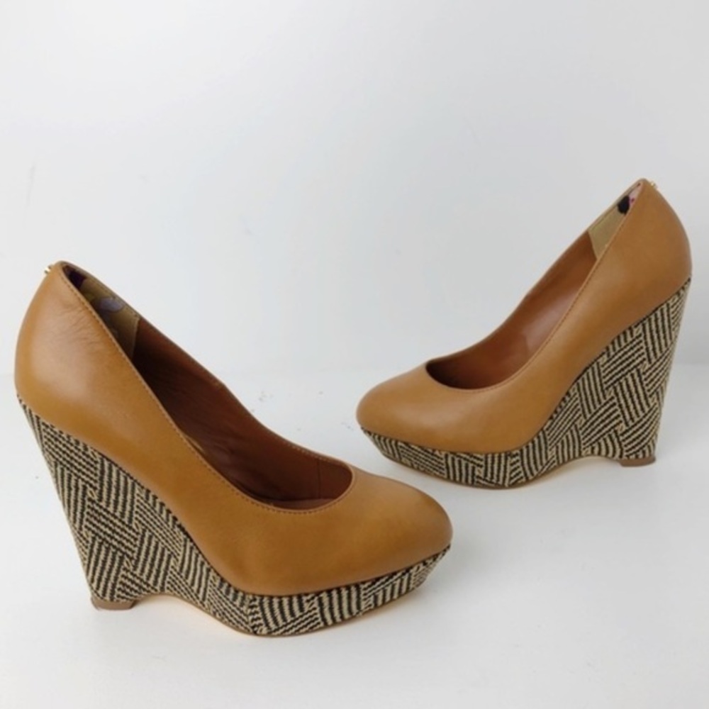 Ted Baker Tan Wedges with Patterned Heel